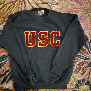 Heritage Dark grey Crewneck Sweat shirt with Red andYellow USC stitched logo.